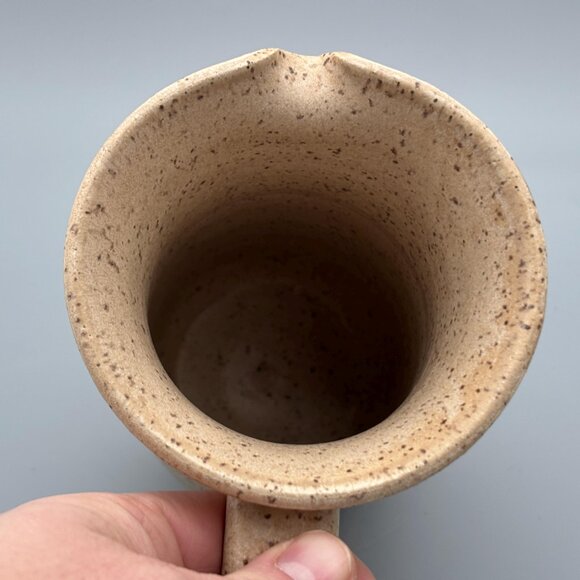 Vintage Studio Pottery Pitcher with Incised Wheat Design and Speckled Stoneware - Picture 6 of 8